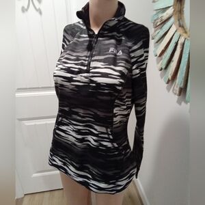 FILA Sport Size S Women's Black and White Zebra Print Pull Over